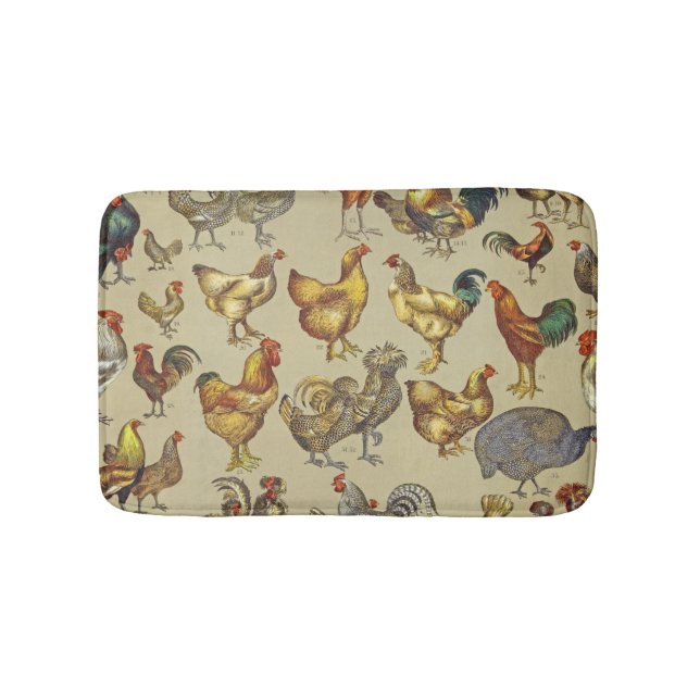 Rooster Chicken Farm Country Animal Bath Mat (Front)