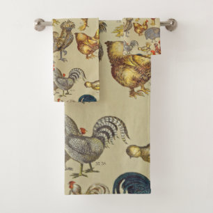 Rooster Chicken Farm Country Animal Bath Towel Set
