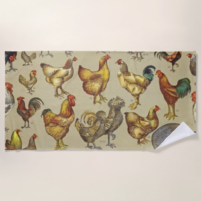 Rooster Chicken Farm Country Animal Beach Towel (Front)