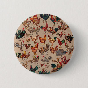 Rooster Chicken Farm Country Animal Button