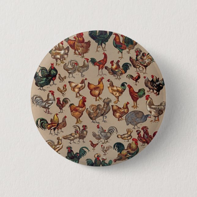 Rooster Chicken Farm Country Animal Button (Front)