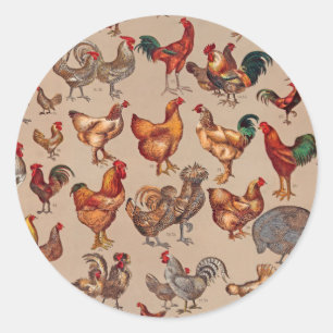 Rooster Chicken Farm Country Animal Classic Round Sticker