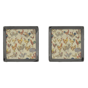 Rooster Chicken Farm Country Animal Cufflinks
