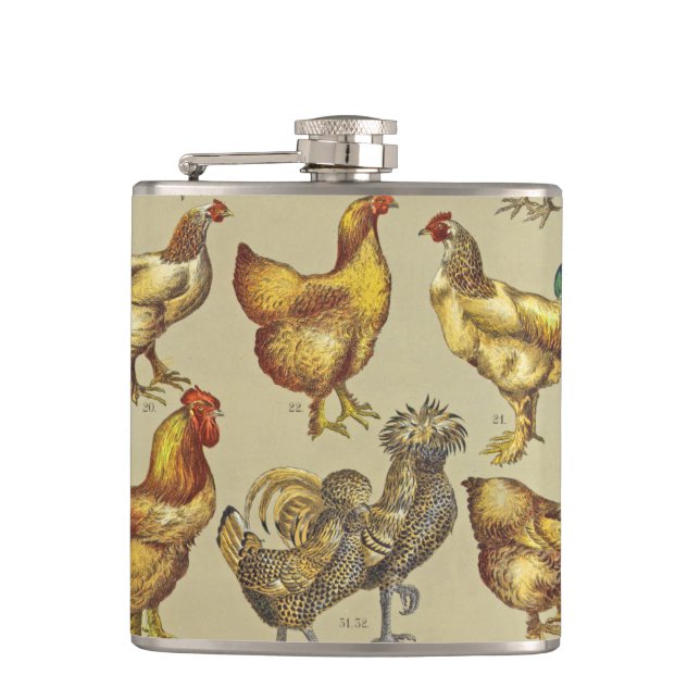 Rooster Chicken Farm Country Animal Flask (Front)