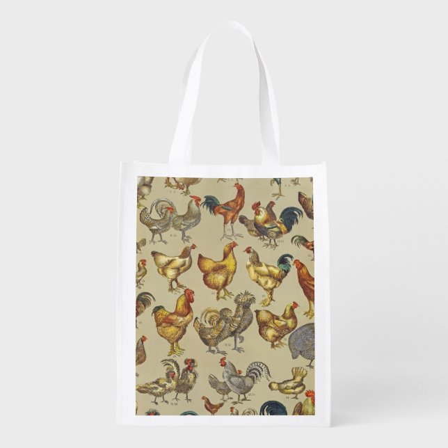 Rooster Chicken Farm Country Animal Grocery Bag (Back)