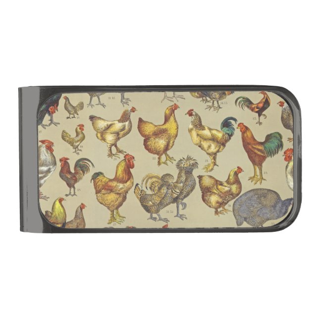 Rooster Chicken Farm Country Animal Gunmetal Finish Money Clip (Front)