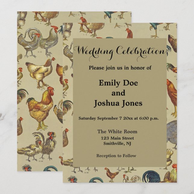 Rooster Chicken Farm Country Animal Invitation (Front/Back)