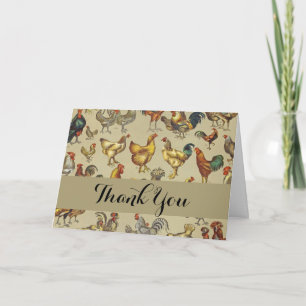 Rooster Chicken Farm Country Animal Letterpress Thank You Card