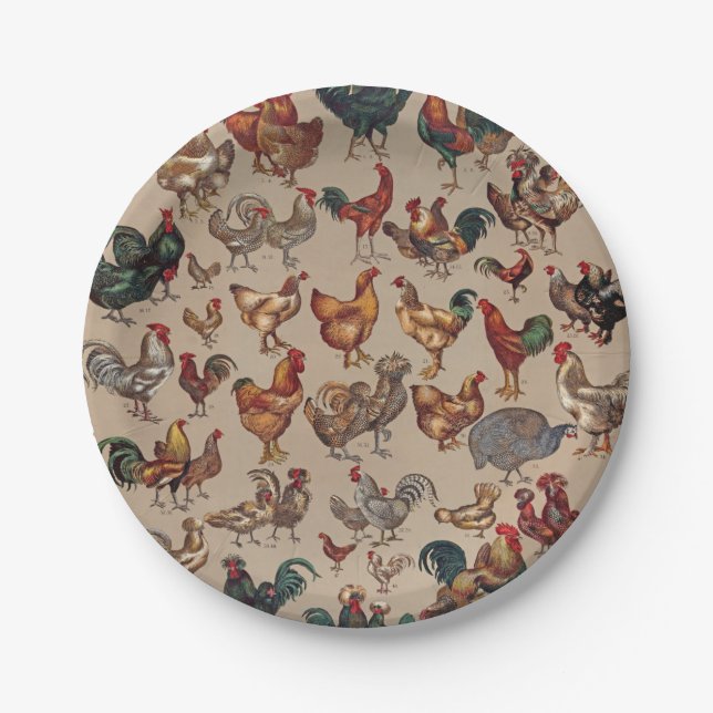 Rooster Chicken Farm Country Animal Paper Plates (Front)
