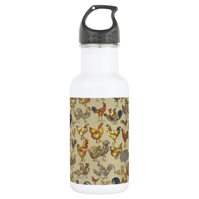 Rooster Chicken Farm Country Animal Stainless Steel Water Bottle (Front)
