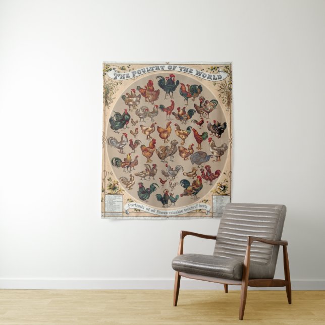 Rooster Chicken Farm Country Animal Tapestry (In Situ)