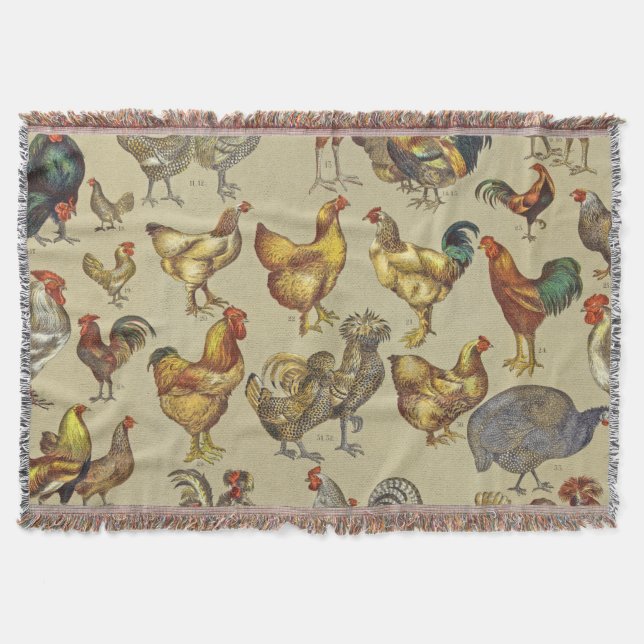 Rooster Chicken Farm Country Animal Throw Blanket (Front)