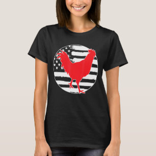 Rooster Chicken Farmer Usa Flag 4th Of July T-Shirt