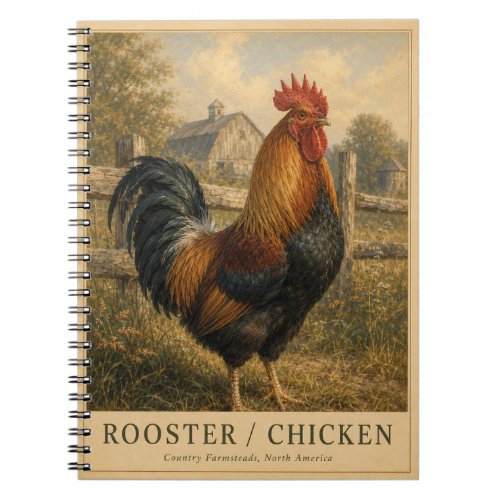 Rooster Chicken Farmstead VINTAGE Notebook
