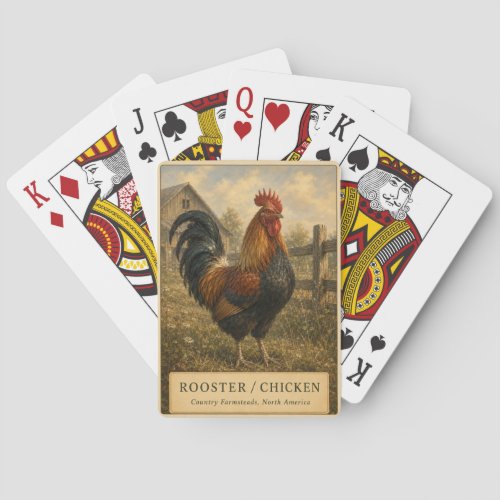 Rooster Chicken Farmstead VINTAGE Poker Cards