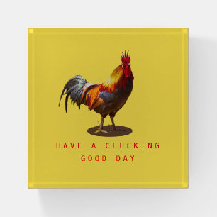 Rooster Chicken Fun Personal Yellow Paperweight