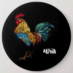 rooster chicken hawaii aloha hawaiian 157 button