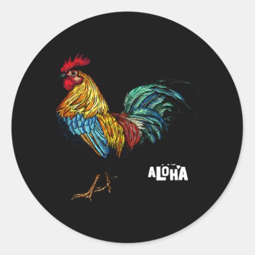 rooster chicken hawaii aloha hawaiian 157 classic round sticker