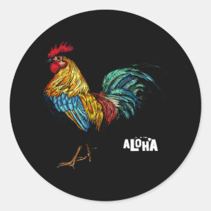 rooster chicken hawaii aloha hawaiian 157 classic round sticker