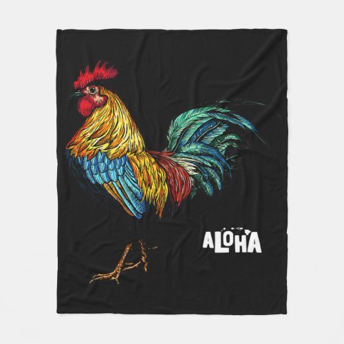 rooster chicken hawaii aloha hawaiian 157 fleece blanket