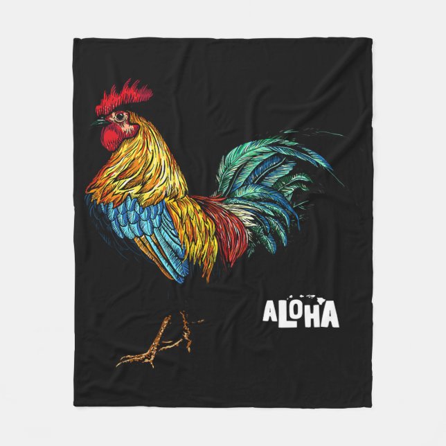 rooster chicken hawaii aloha hawaiian 157 fleece blanket (Front)
