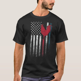 Rooster Chicken Hen 4th Of July American Flag Ame T-Shirt