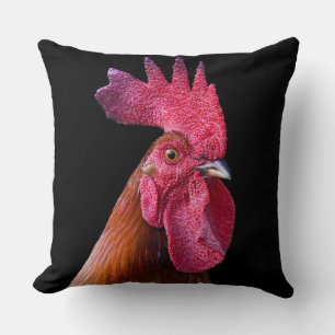 Rooster chicken pillow (black background)