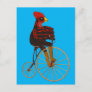 Rooster Chicken Riding A Vintage Bicycle  Postcard