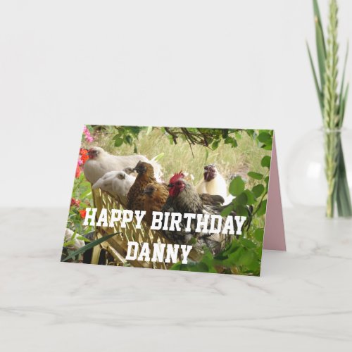 Rooster Chickens Happy Birthday from Us All Card