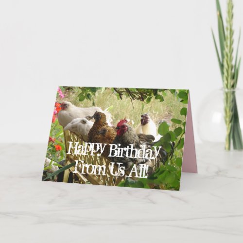 Rooster Chickens Happy Birthday from Us All Card