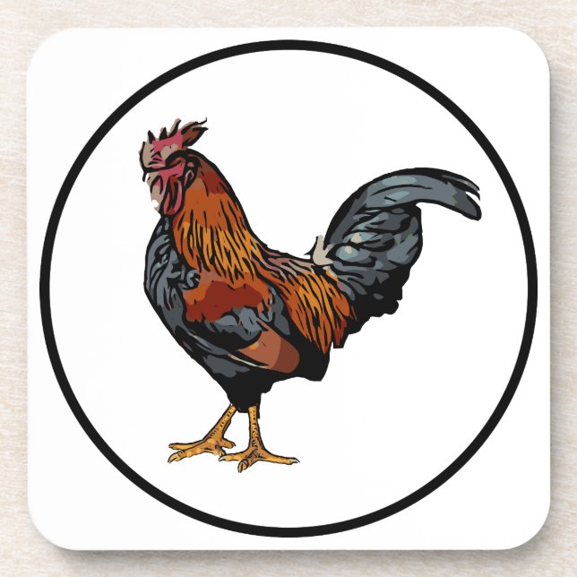 Rooster coasters with cork back - set of 6 (Front)