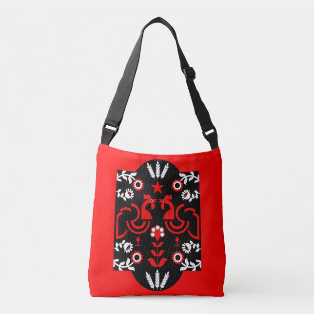 Rooster Cockerel Nordic Scandinavian Folk Art   Crossbody Bag (Front)