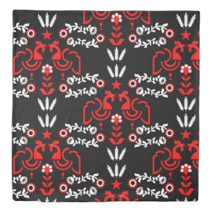 Rooster Cockerel Scandinavian Folk Art   Duvet Cover