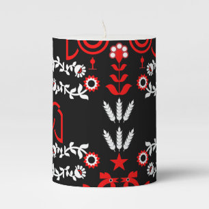 Rooster Cockerel Scandinavian Folk Art Pillar Candle