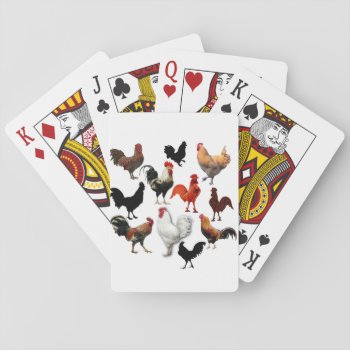 Rooster Collage Vintage Rustic Chickens Playing Cards by Lorriscustomart at Zazzle