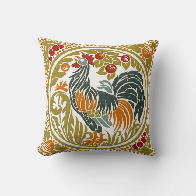 Rooster College Throw Pillow (Front)