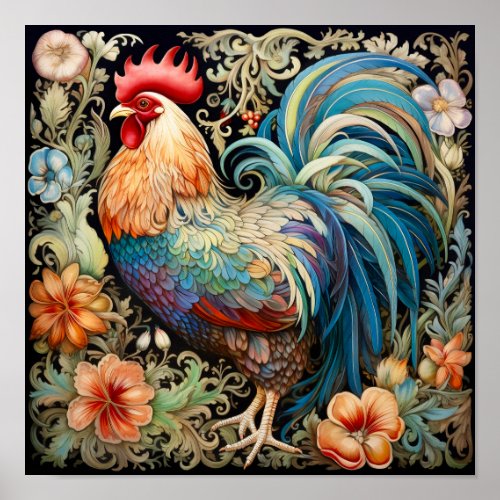 Rooster Colorful Art Print 