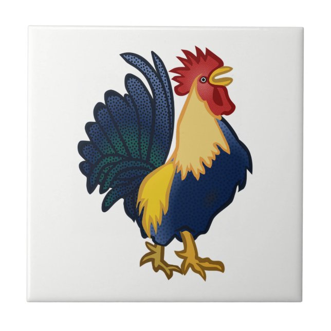Rooster Colorful Chicken Farm Cartoon Tile (Front)