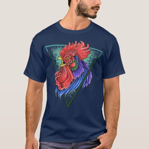 Rooster Colorful Head T_Shirt