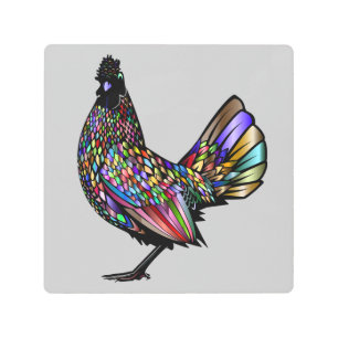 ROOSTER COLORFUL METAL WALL ART