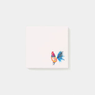 Rooster colorful watercolor illustration post-it notes