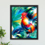 Rooster Colorful Watercolor Poster