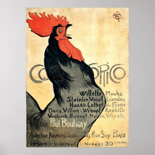 Rooster Crowing by Théophile Alexandre Steinlen Poster (Front)