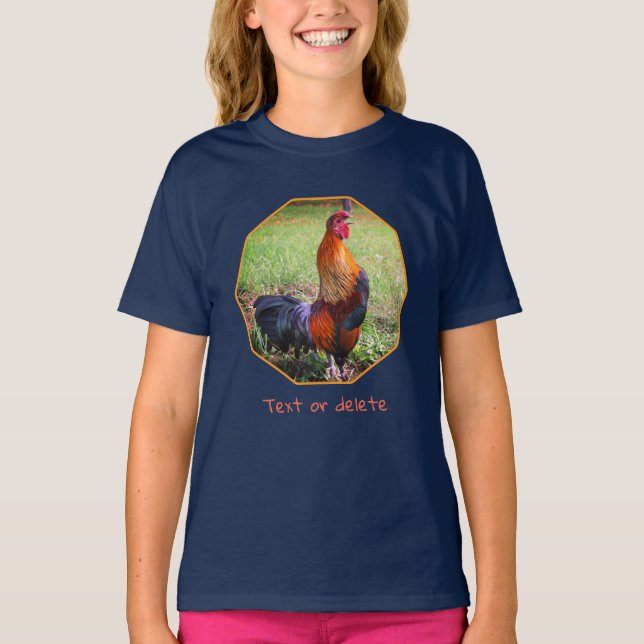 Rooster Crowing Farm Animal Personalized T-Shirt (Front)