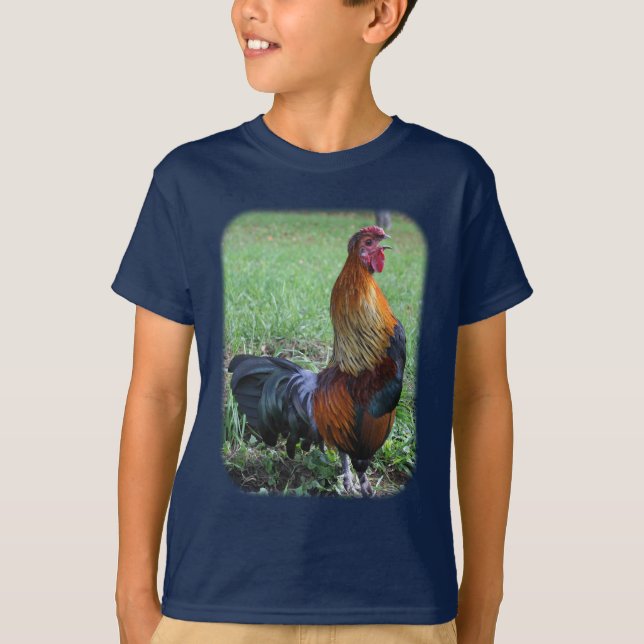 Rooster Crowing Farm Animal T-Shirt (Front)