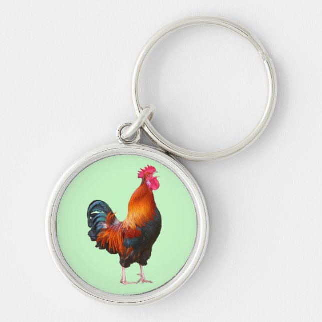 Rooster Crowing Keychain (Front)