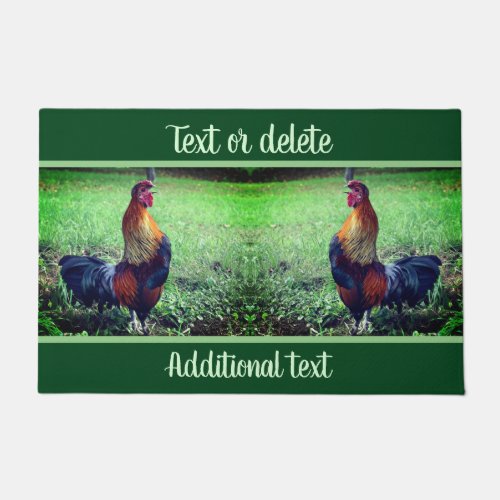 Rooster Crowing Personalized Animal   Doormat