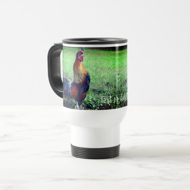 Rooster Crowing Personalized Animal  Travel Mug (Front Left)