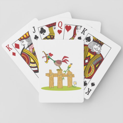 Rooster Crowing Playing Cards