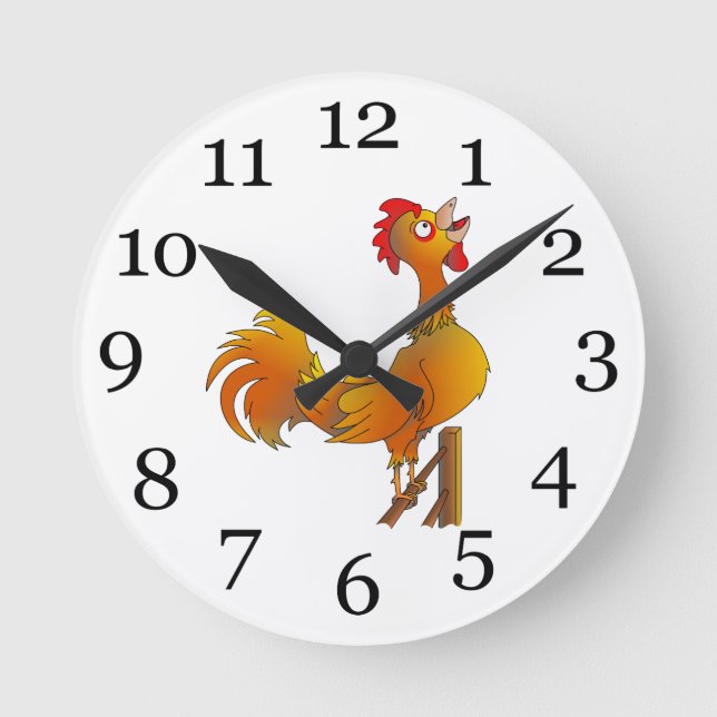 Rooster crowing round clock (Front)